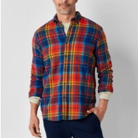St. John's Bay Men's Classic Fit Cotton Long Sleeve Flannel Shirt (Various)
